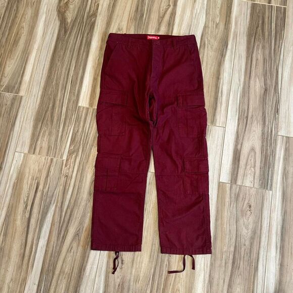 Burgundy Y2K Supreme Double Cargo loose fit pants - Picture 1 of 6